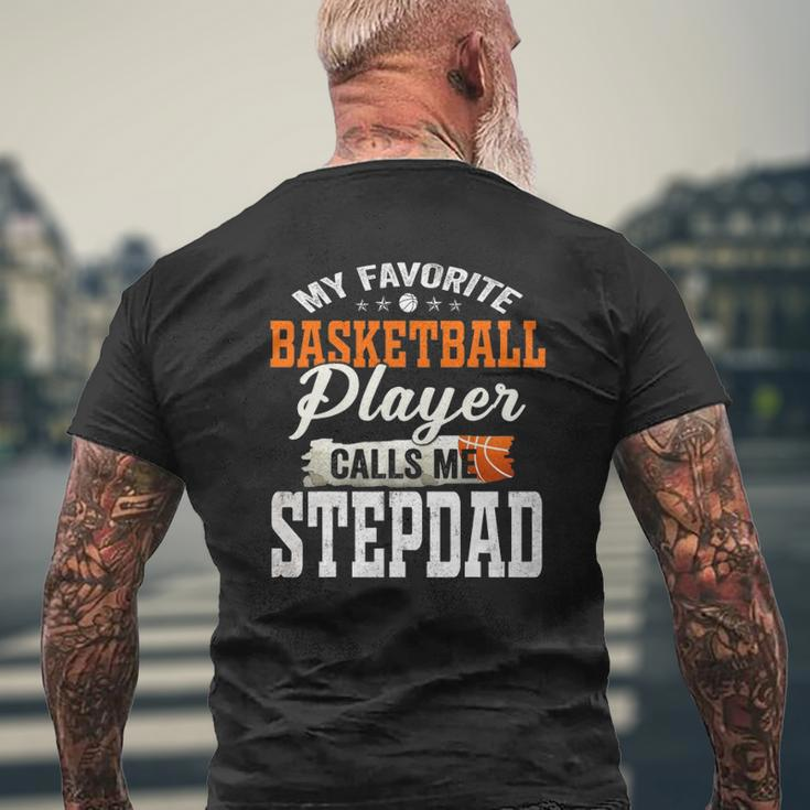 My Favorite Basketball Player Calls Me Stepdad Mens Back Print T-shirt Gifts for Old Men