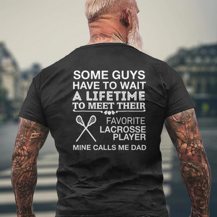 My Favorite Lacrosse Player Calls Me Dad Proud Mens Back Print T-shirt Gifts for Old Men