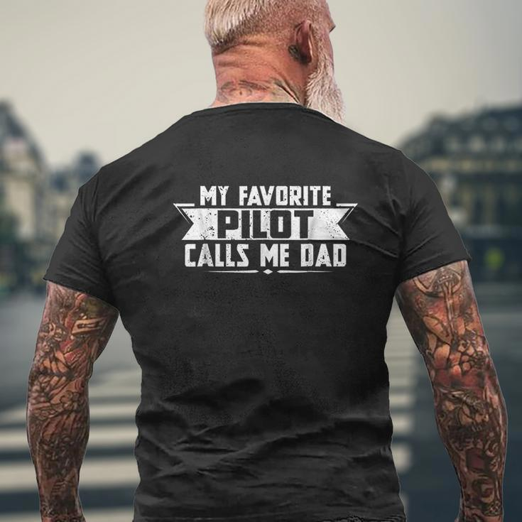 My Favorite Pilot Calls Me Dad Mens Back Print T-shirt Gifts for Old Men