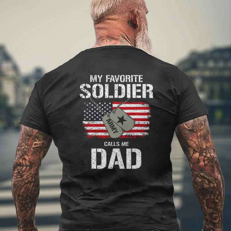 My Favorite Soldier Calls Me Dad Mens Back Print T-shirt Gifts for Old Men