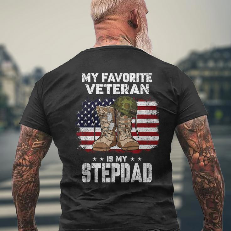 My Favorite Veteran Is My Stepdad American Flag Veterans Day Men's T-shirt Back Print Gifts for Old Men