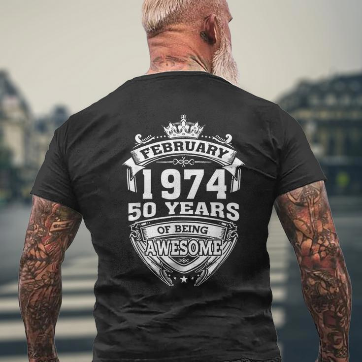 February 1974 50 Years Of Being Awesome 50Th Birthday Men's T-shirt Back Print Gifts for Old Men