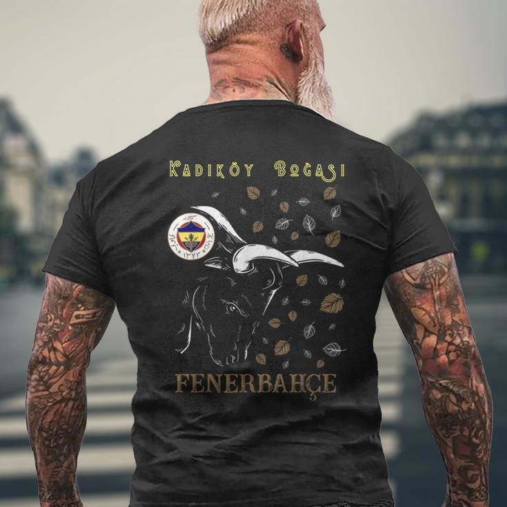 Fenerbahçe-Schwarzes Kurzärmliges Herren-T-Kurzärmliges Herren-T-Shirt mit Bullen-Grafik und Team-Emblemen Geschenke für alte Männer