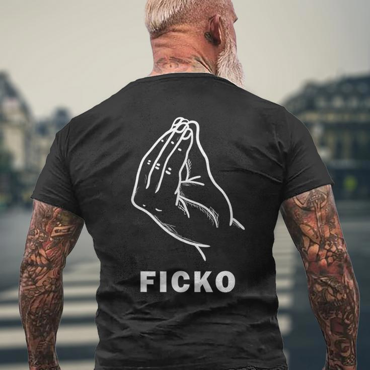 Ficko Hand Sign Gesture Football Fans T-Shirt mit Rückendruck Geschenke für alte Männer