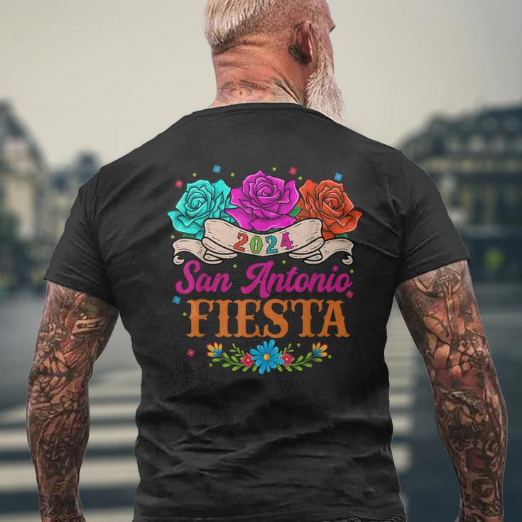 Fiesta San Antonio Texas Roses Mexican Fiesta Party Men's T-shirt Back Print Gifts for Old Men