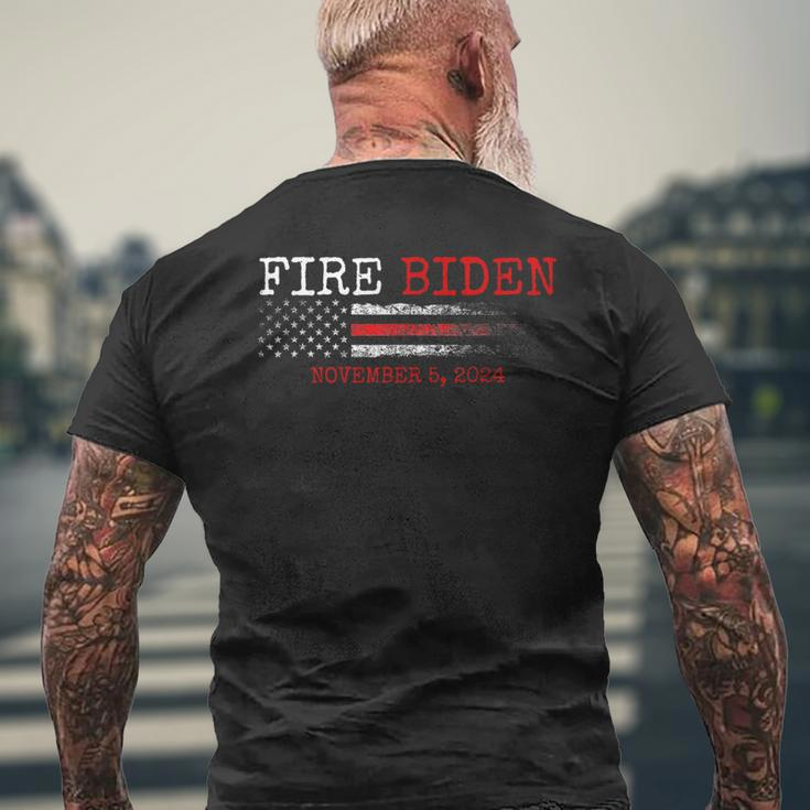 Fire Biden Elect Trump President 2024 Vintage American Flag Men's T-shirt Back Print Gifts for Old Men