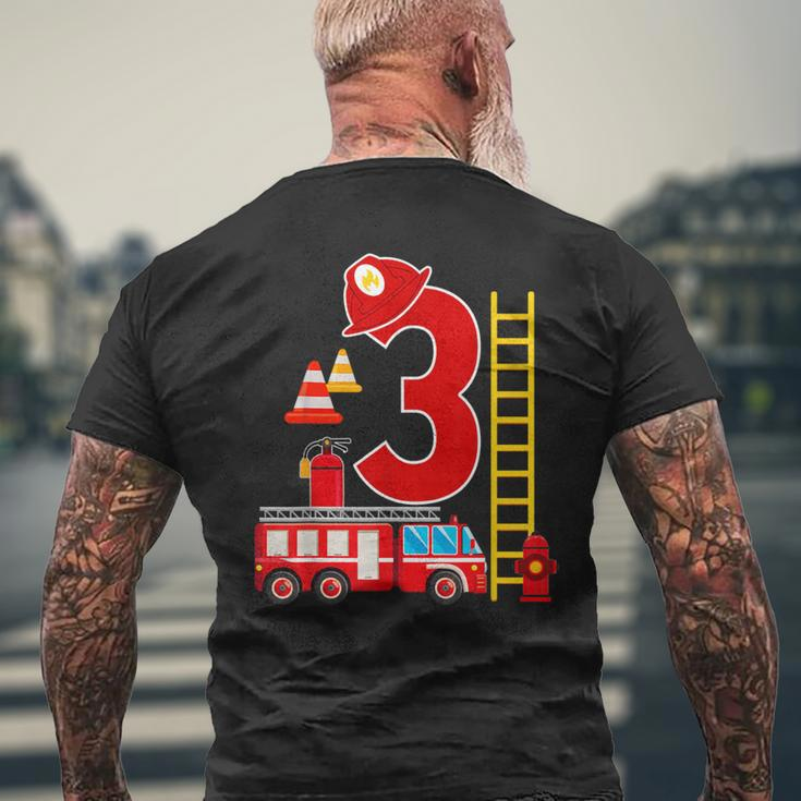 Fire Truck 3Rd Birthday Boy 3 Year Old Firefighter Men's T-shirt Back Print Gifts for Old Men