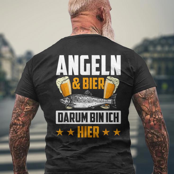 Fischen & Bier Darum Bin Ich Hier Fischen T-Shirt mit Rückendruck Geschenke für alte Männer