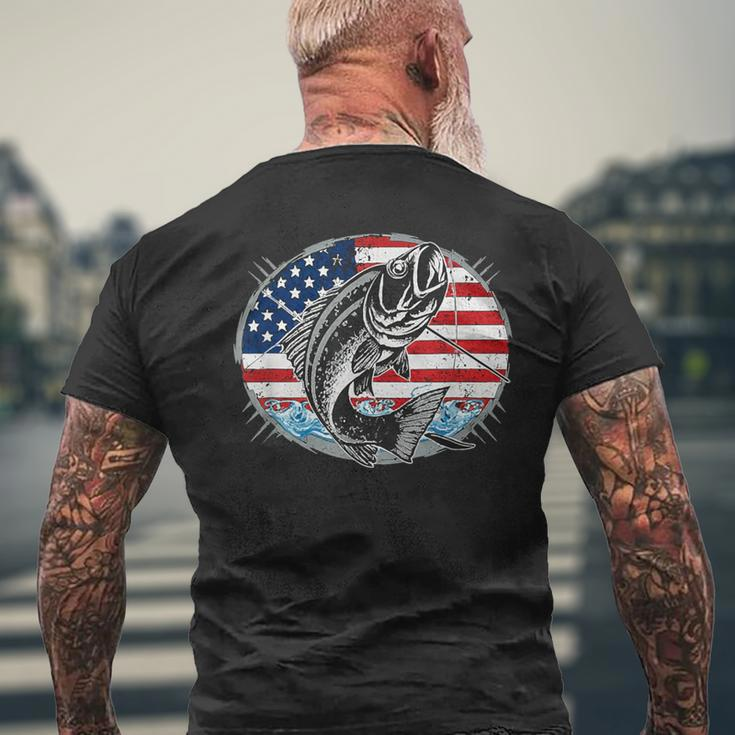 Fishing Lovers American Flag Men's T-shirt Back Print Gifts for Old Men