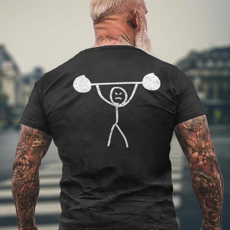 Fitness Stickman Weight Lifting Squat Gym Humor Men's T-shirt Back Print Gifts for Old Men