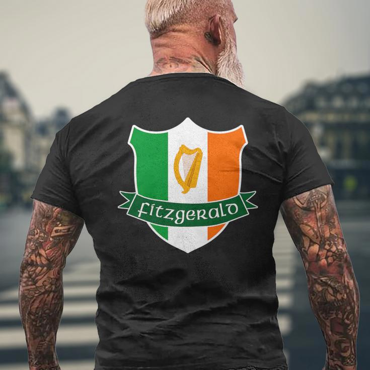 Fitzgerald Irish Family Name Ireland Flag Harp Men's T-shirt Back Print Gifts for Old Men