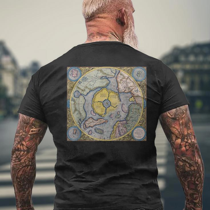 Flat Earth Antique Map T-Shirt mit Rückendruck Geschenke für alte Männer