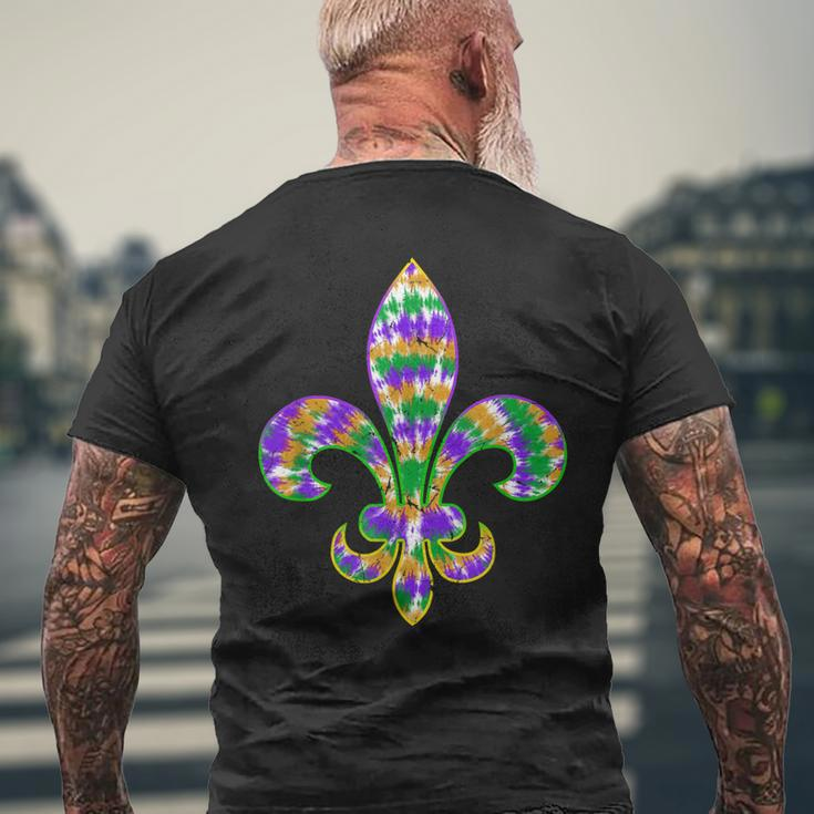 Fleur De Lis Mardi Gras Carnival Symbol New Orlean Tie Dye Mens Back Print T-shirt Gifts for Old Men