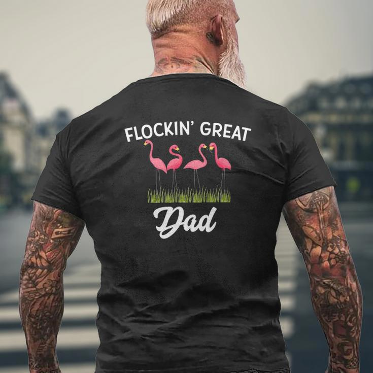 Flockin Great Dad Father's Day Flamingo Pun Mens Back Print T-shirt Gifts for Old Men