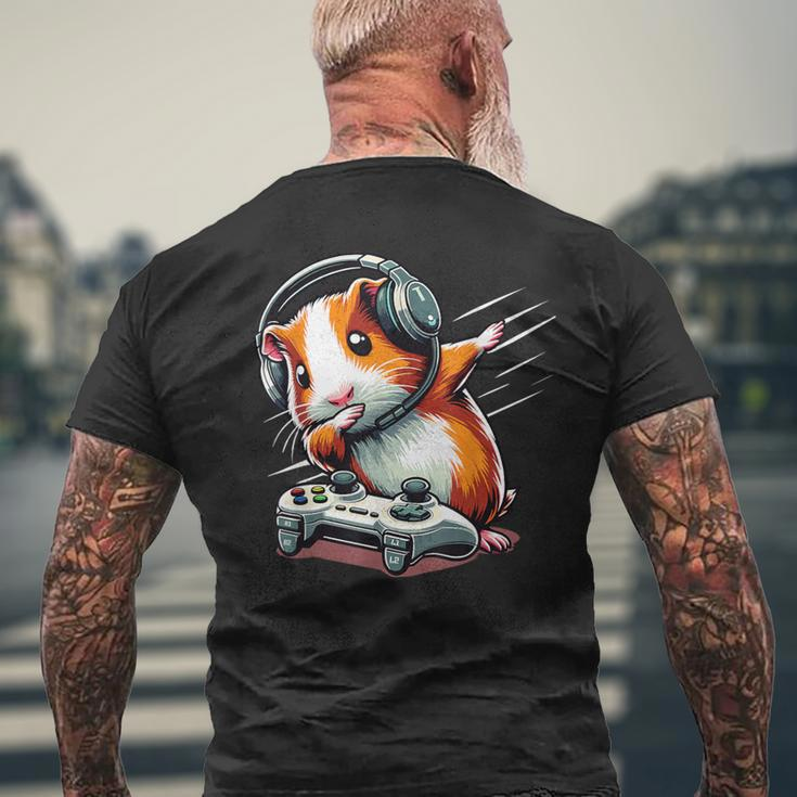 Fluffy Cavy Gamer Guinea Pig Video Gamer Lover Dab Men's T-shirt Back Print Gifts for Old Men