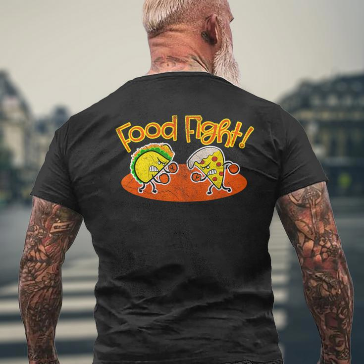 Food Fight Taco Pizza Slice Hungry Cartoon Foods Men's T-shirt Back Print Gifts for Old Men