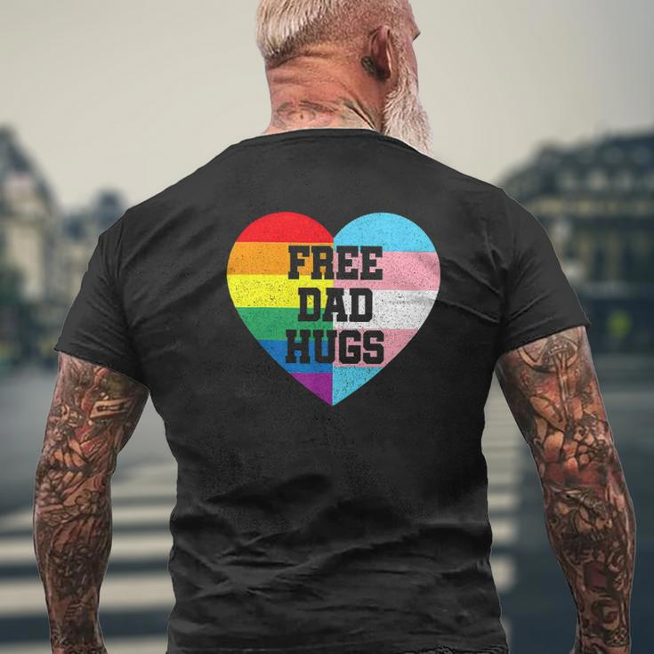 Free Dad Hugs Lgbt Pride Supporter Rainbow Heart For Father Mens Back Print T-shirt Gifts for Old Men