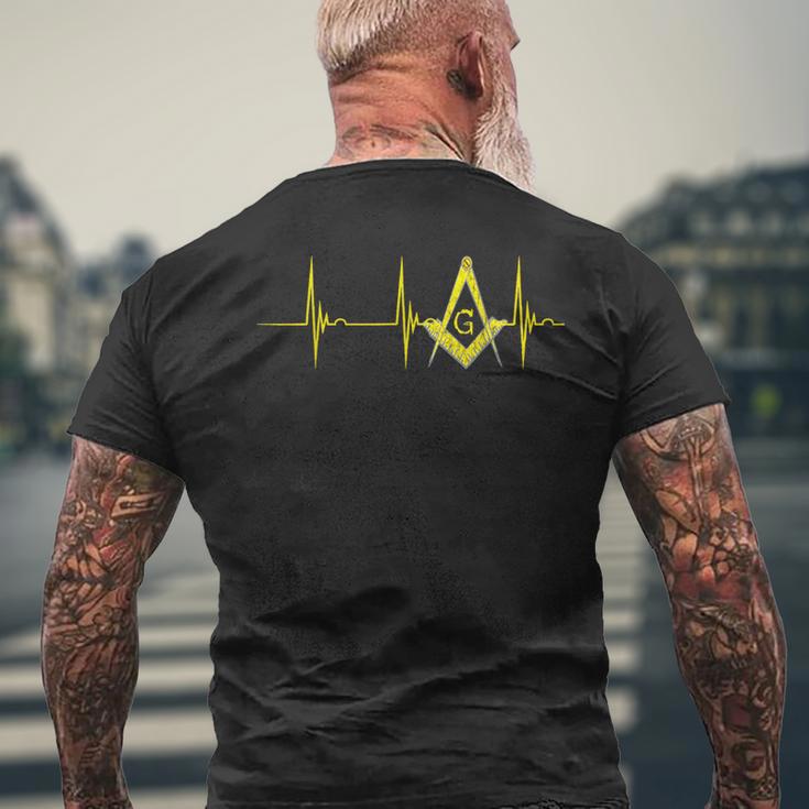 Freemason Heartbeat Ekg Pulse Mason Masonic Symbol Of Faith Men's T-shirt Back Print Gifts for Old Men