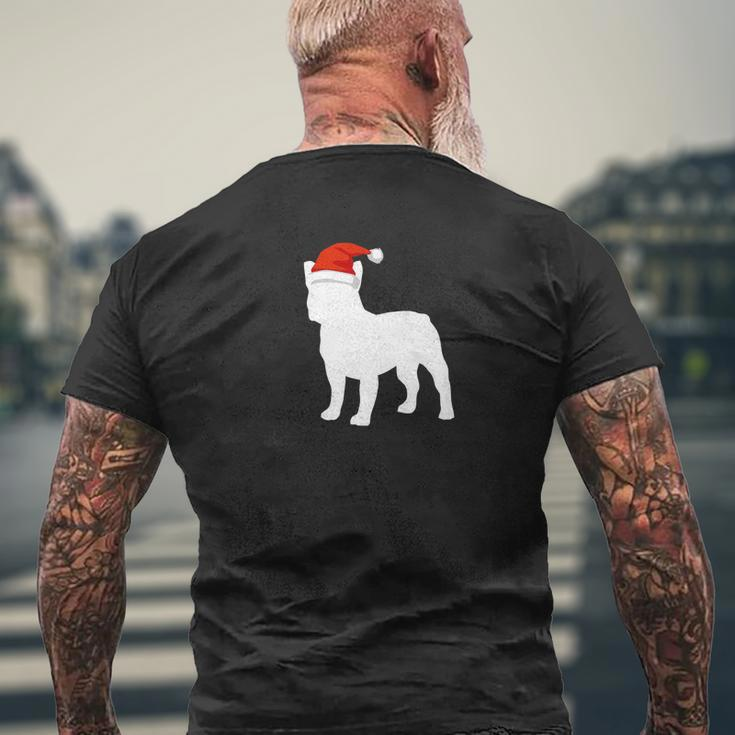 French Bulldog Santa Hat Christmas Dog Mens Back Print T-shirt Gifts for Old Men