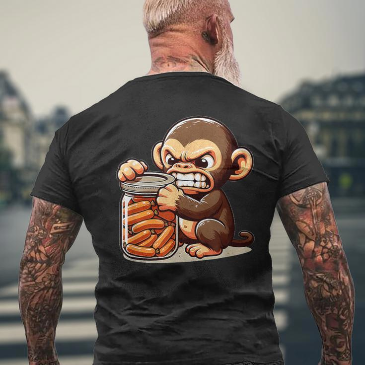 Frustrierter Monkey Will Sausage T-Shirt mit Rückendruck Geschenke für alte Männer