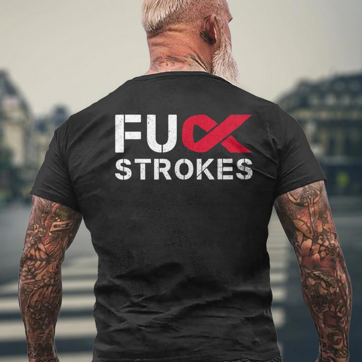 Fuck Strokes Fu Survivor Stroke Awareness Month Red Ribbon Men's T-shirt Back Print Gifts for Old Men