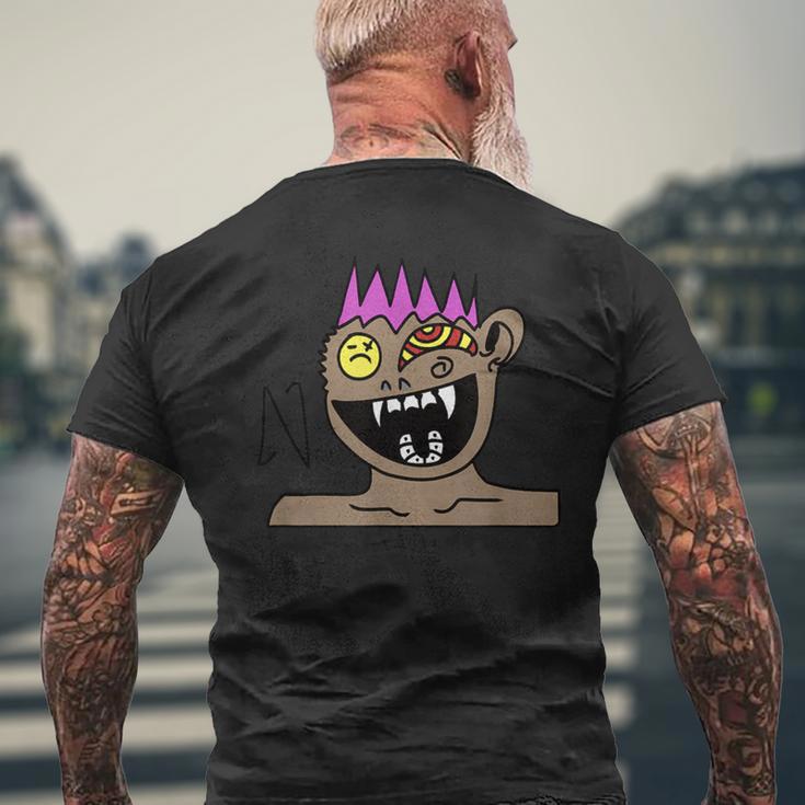 Funky Monster Gesicht Kurzärmliges Herren-T-Kurzärmliges Herren-T-Shirt Schwarz mit Farbakzenten Geschenke für alte Männer