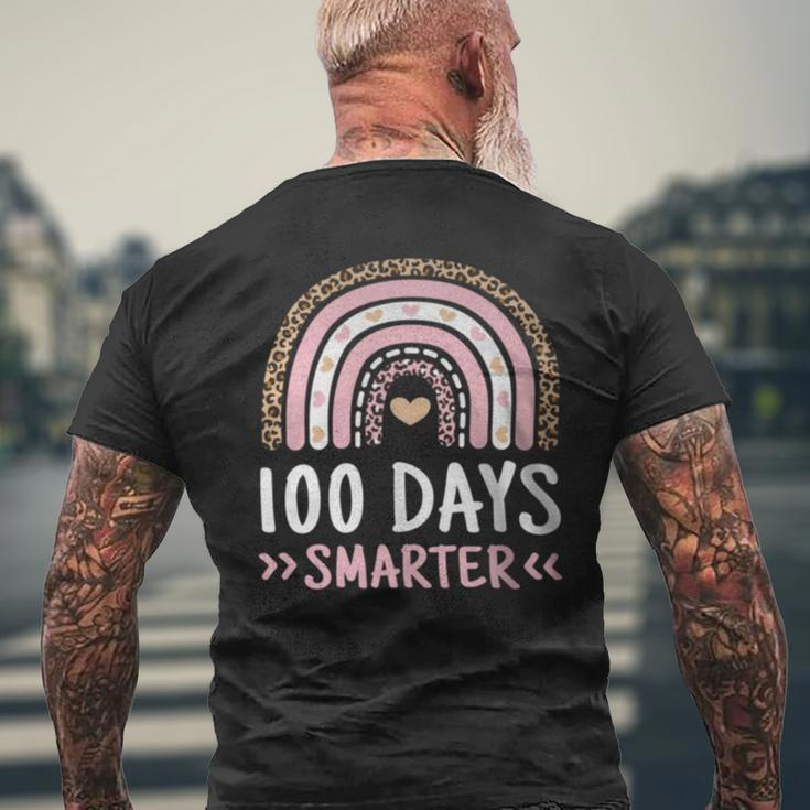 100Th Day Of School 100 Days Smarter Leopard Rainbow Men's T-shirt Back Print Gifts for Old Men