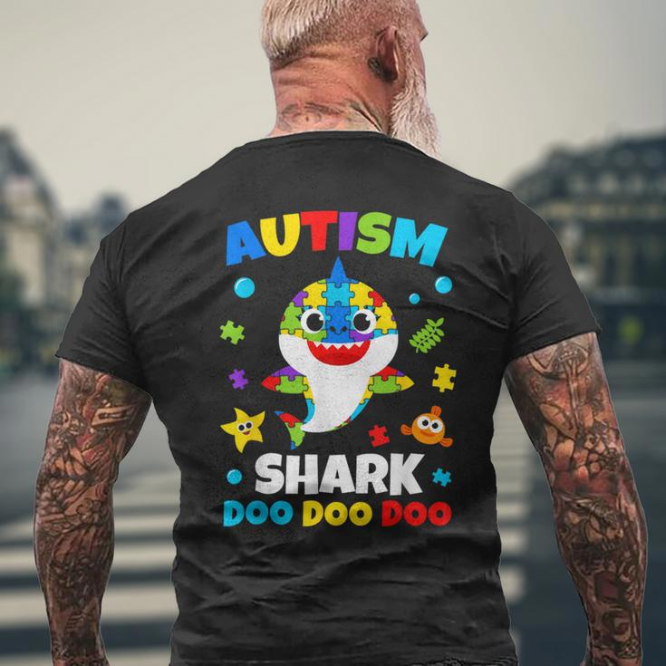 Autism Shark Puzzle Awareness Day Cute For Boys Girls Men's T-shirt Back Print Gifts for Old Men