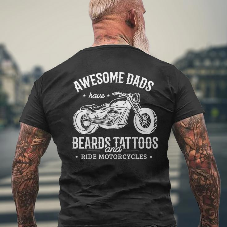 Awesome Dads Have Beards Tattoos And Ride Motorcycles Mens Back Print T-shirt Gifts for Old Men