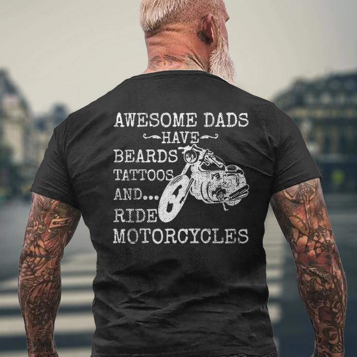 Beard Awesome Dad Beard Tattoos And Motorcycles Men's T-shirt Back Print Gifts for Old Men