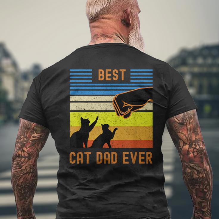 Best Cat Dad Ever Vintage Retro Cat Fist Bump T-Shirt mit Rückendruck Geschenke für alte Männer