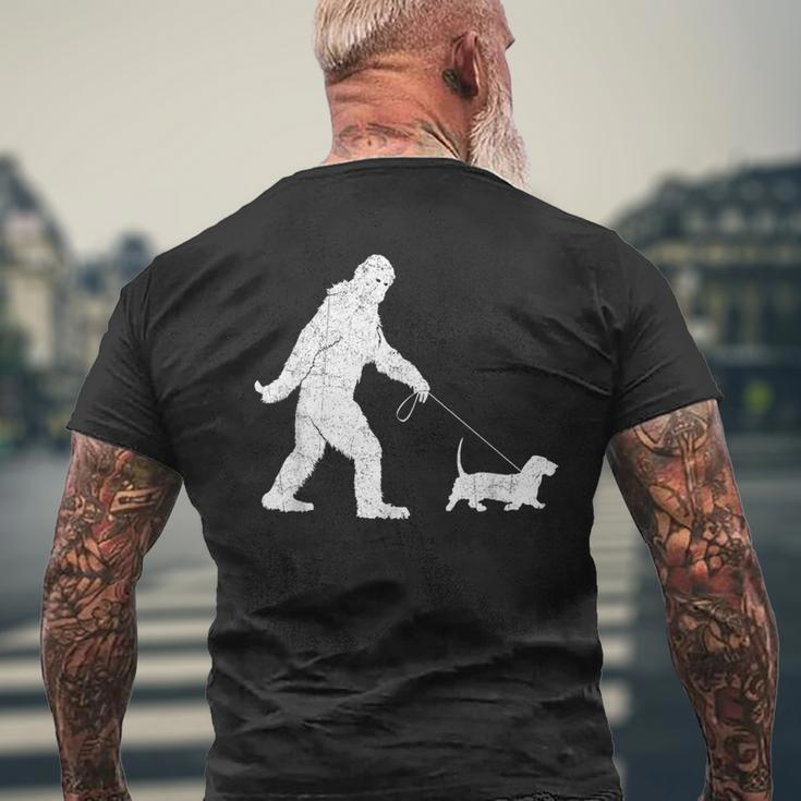 Bigfoot Sasquatch Walking Basset Hound Dog Lovers Men's T-shirt Back Print Gifts for Old Men