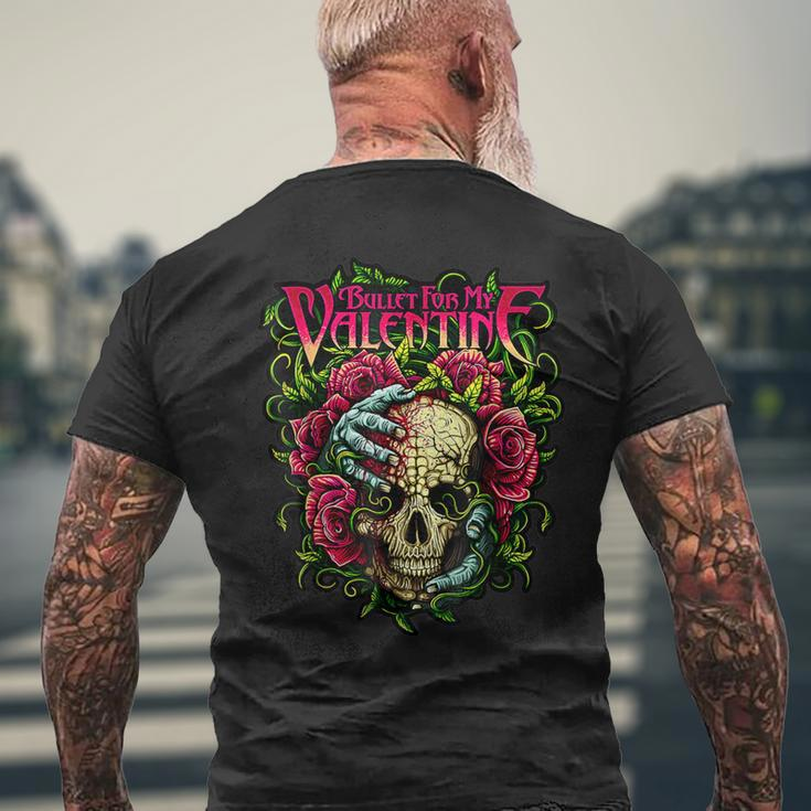Bullet My Valentine Skull Roses And Red Blood Horror Men's T-shirt Back Print Gifts for Old Men
