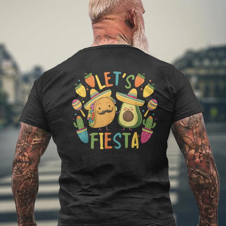 Cinco De Mayo Taco Avocado Mexican Party Let's Fiesta Men's T-shirt Back Print Gifts for Old Men