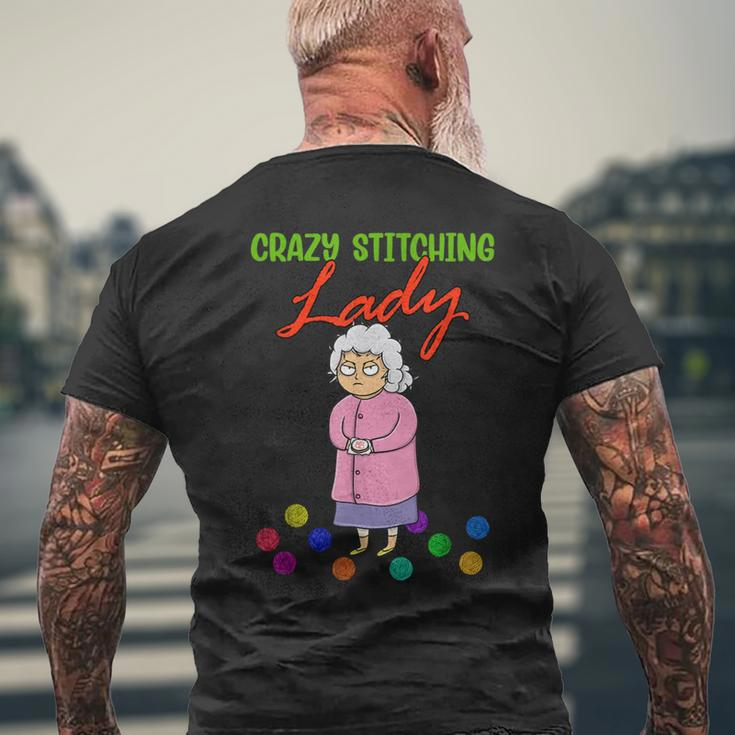 Crazy Stitching Lady With Quilting Patterns For Sewers Men's T-shirt Back Print Gifts for Old Men