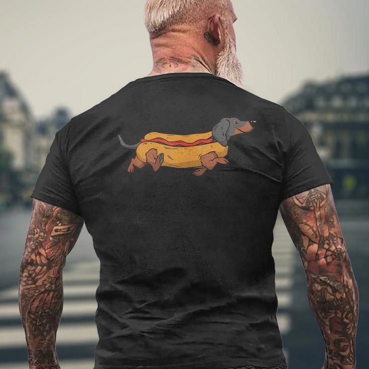 Dachshund In Bun Weiner Hot Dog Cute Foodie Pun Men's T-shirt Back Print Gifts for Old Men