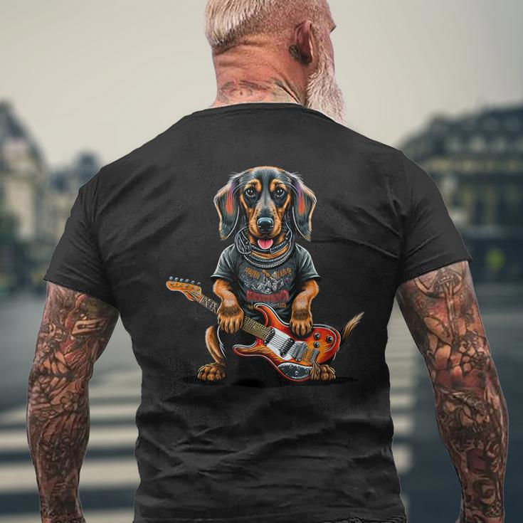 Dachshund Cute Rock And Roll Rocker Punk T-Shirt mit Rückendruck Geschenke für alte Männer