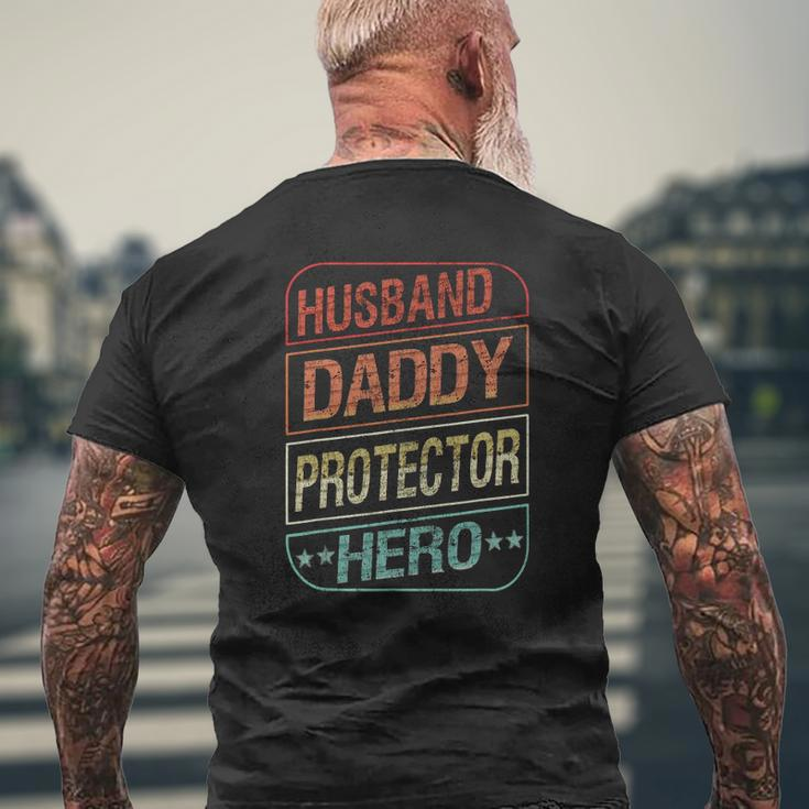 Dad Husband Daddy Protector Hero Fathers Day Mens Mens Back Print T-shirt Gifts for Old Men