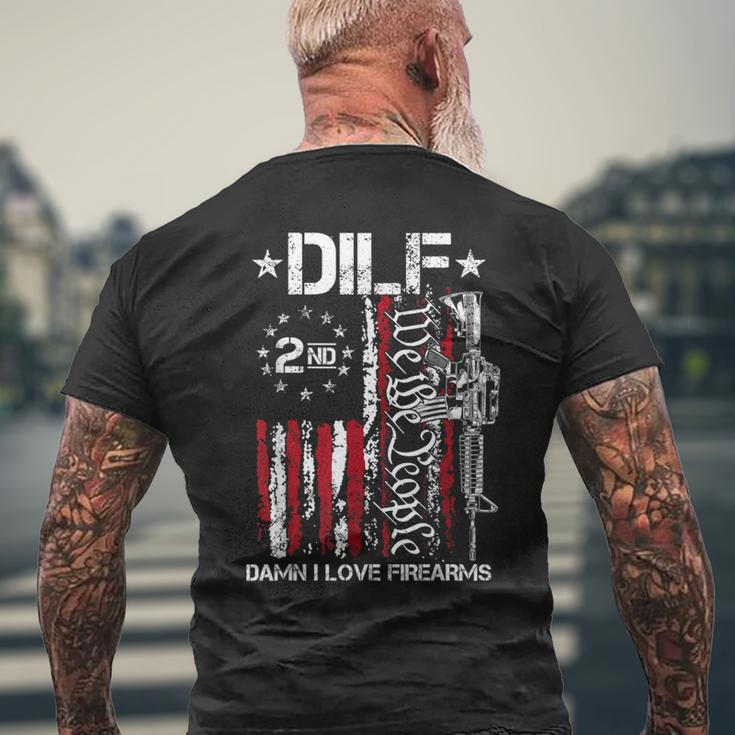 Dilf Damn I Love Firearms Gun American Flag Men's T-shirt Back Print Gifts for Old Men