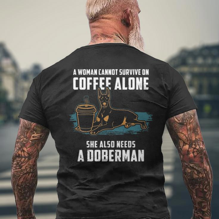 Doberman Mom Coffee And Dog Doberman Men's T-shirt Back Print Gifts for Old Men