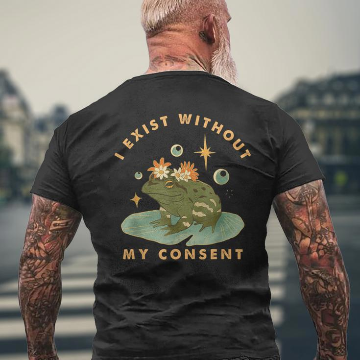 I Exist Without My Consent Vintage Frog Meme Men's T-shirt Back Print Gifts for Old Men