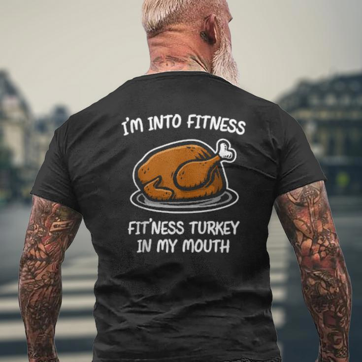 Fitness Gym Humorous Thanksgiving Christmas Turkey Mens Back Print T-shirt Gifts for Old Men