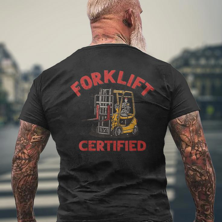 Forklifts Operator Forklift Certified Retro Skeleton Men's T-shirt Back Print Gifts for Old Men