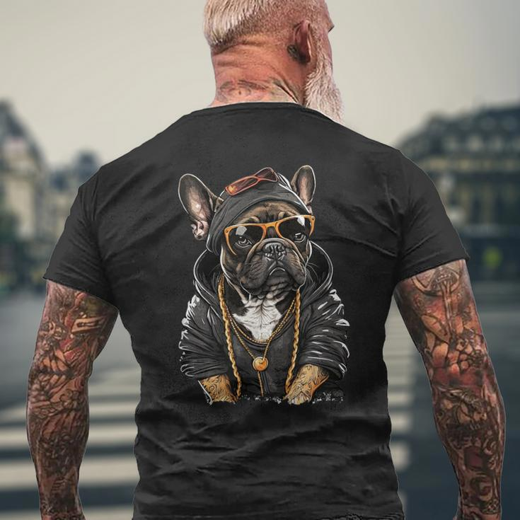 French Bulldog Frenchie Rap Hip Hop R&B Men's T-shirt Back Print Gifts for Old Men