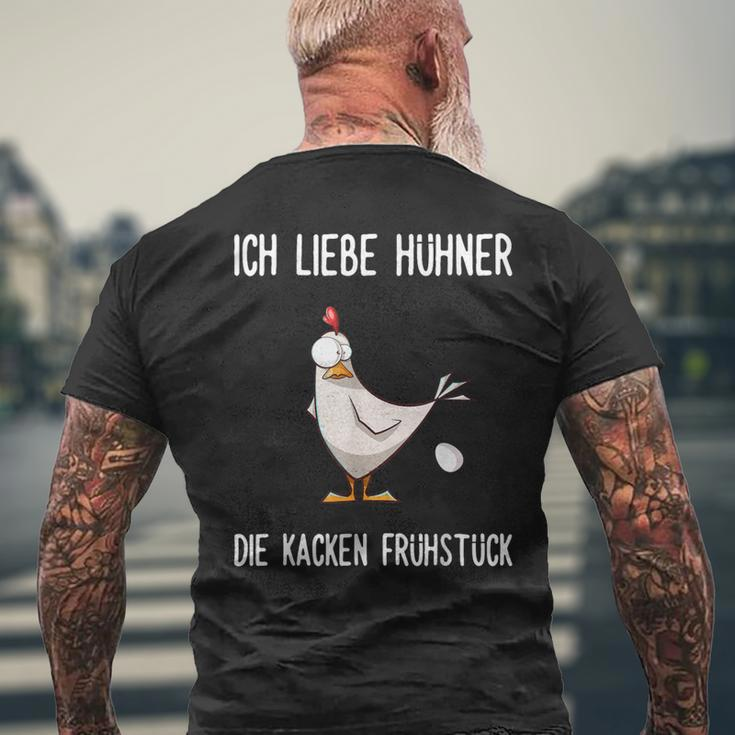 With German Text Ich Liebe Hühner Die Kacken Frühstück T-Shirt mit Rückendruck Geschenke für alte Männer
