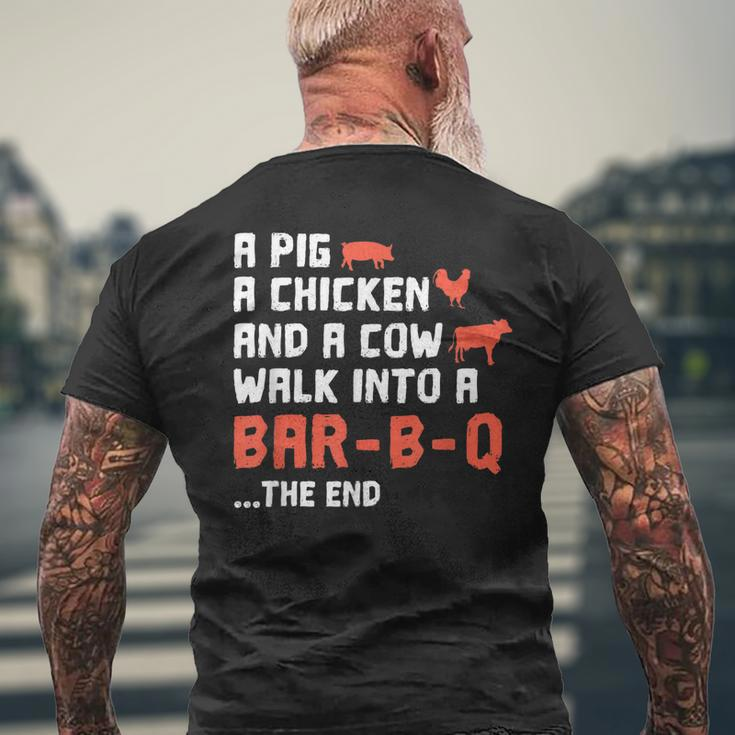 Grilling Barbecue Foodies Pig Chicken Cow Bar V2 Mens Back Print T-shirt Gifts for Old Men