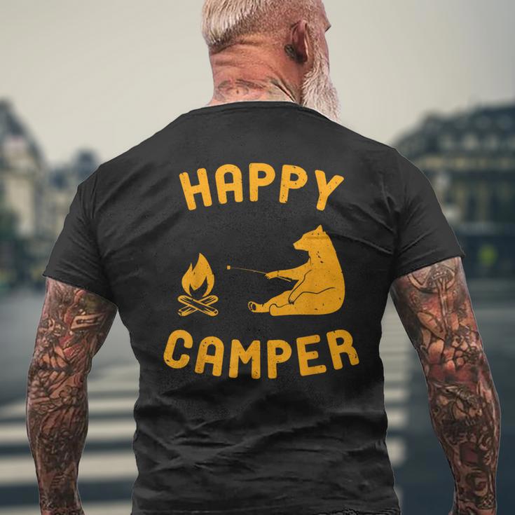 Happy Camper With Bear And Bonfire Men's T-shirt Back Print Gifts for Old Men