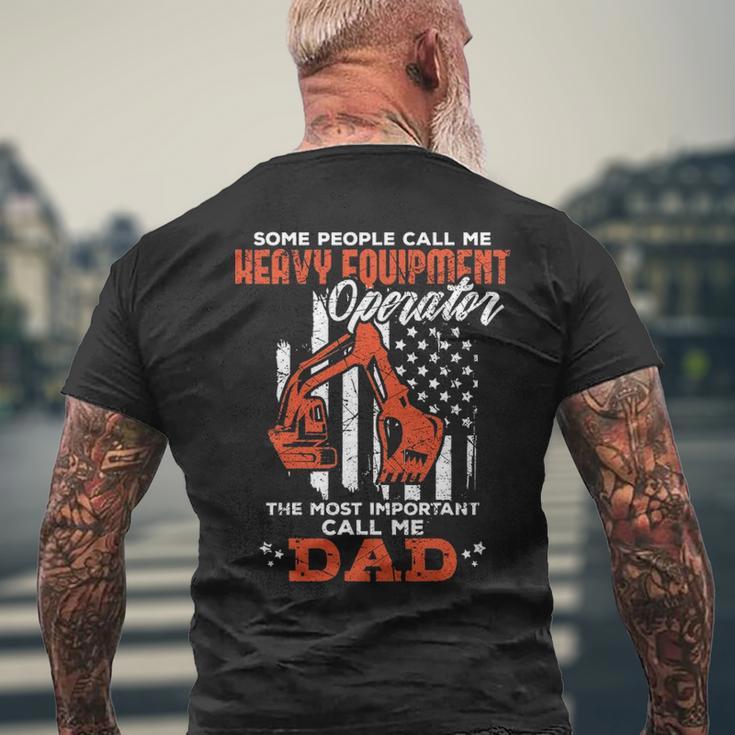 Heavy Equipment Operator Dad Usa Flag Patriotic Men's T-shirt Back Print Gifts for Old Men