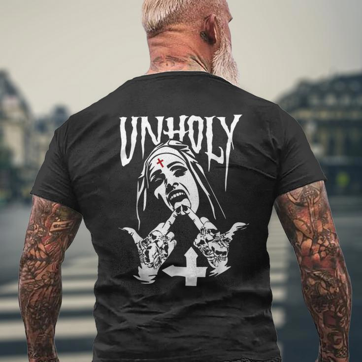 Horror Unholy Nun Occult Gothic Satanic Nun Tattoos Men's T-shirt Back Print Gifts for Old Men