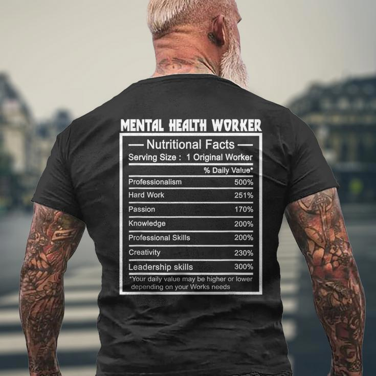 Job Title Worker Nutrition Facts Mental Health Worker Men's T-shirt Back Print Gifts for Old Men